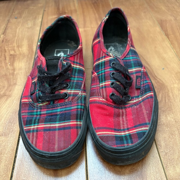 Vans Shoes - Plaid Shoes - Red and Black